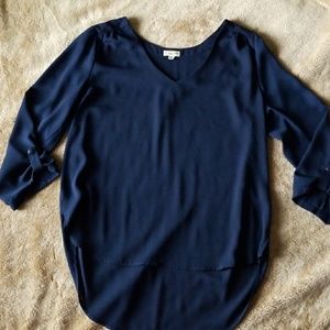 Blue flowy hi-lo top